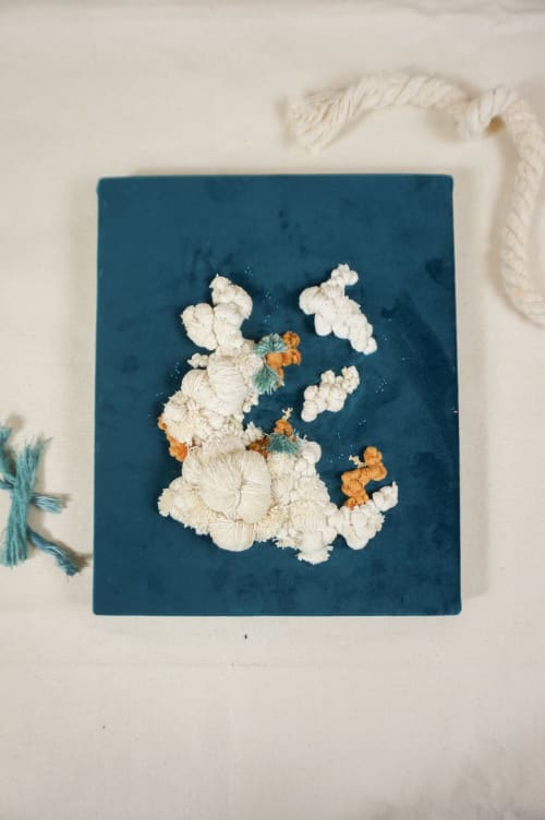 Esmerald and white Corals I | Wall Hangings by Mariana Baertl