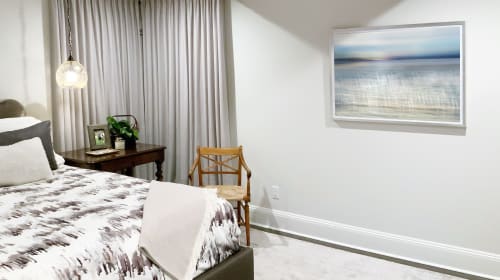 Seascape Art In Upscale Bedroom | Photography by Angela Cameron