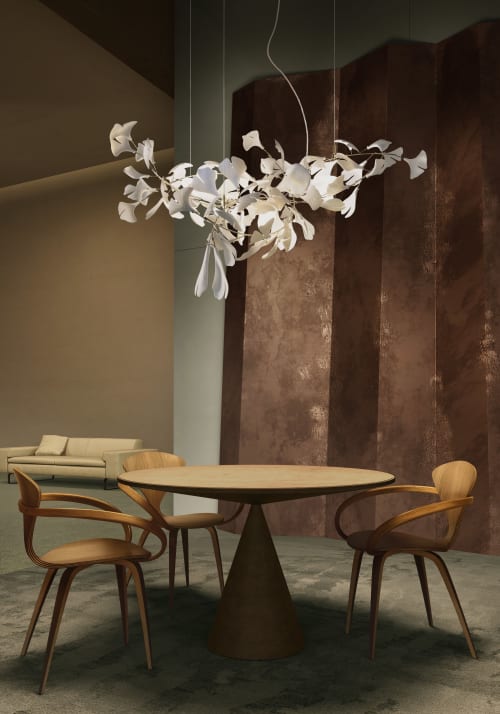 Light sculpture Gingko 78 | Chandeliers by ANDREEA BRAESCU PORCELAIN AND LIGHT INSTALLTIONS