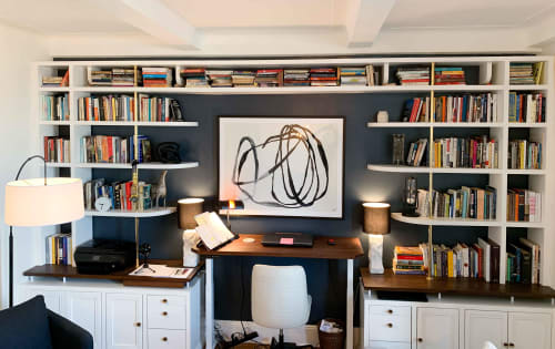 Custom Built In Office Space | Cabinet in Storage by Chassie Studio