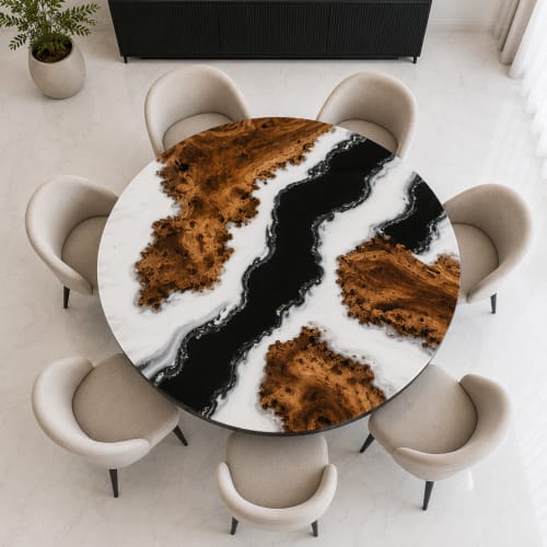 Black and White Epoxy Table, Dining Table Top | Tables by Innovative Home Decors
