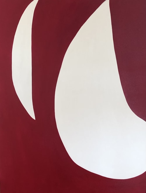 Moon Drops Abstract Painting in Red | Oil And Acrylic Painting in Paintings by Kerry Campbell