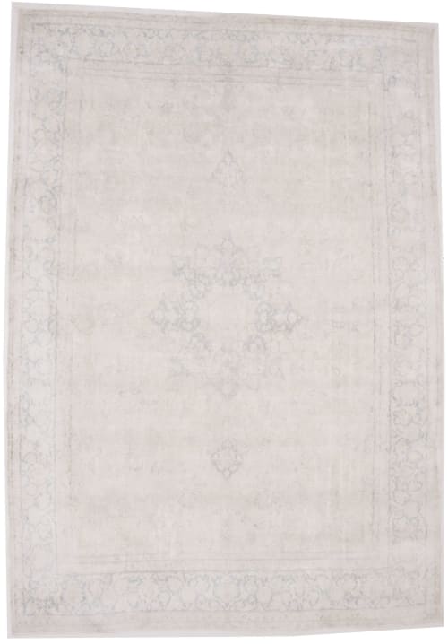 Antique Muted Beige Floral 8'8X12'4 Distressed Vintage Orien | Area Rug in Rugs by Magic Rugs
