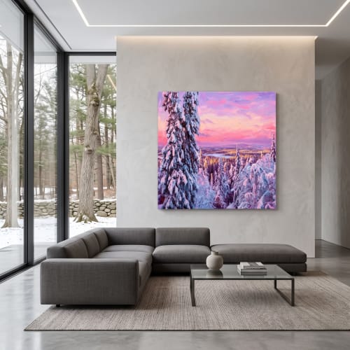 Lapland Finland Winter Impasto Oil Painting Fine Art | Oil And Acrylic Painting in Paintings by Dynasty Artisan