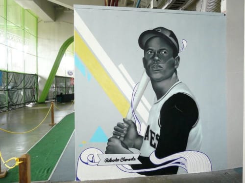 “Roberto Clemente” Mural | Murals by Diego Romero | Estadio Hiram Bithorn in San Juan