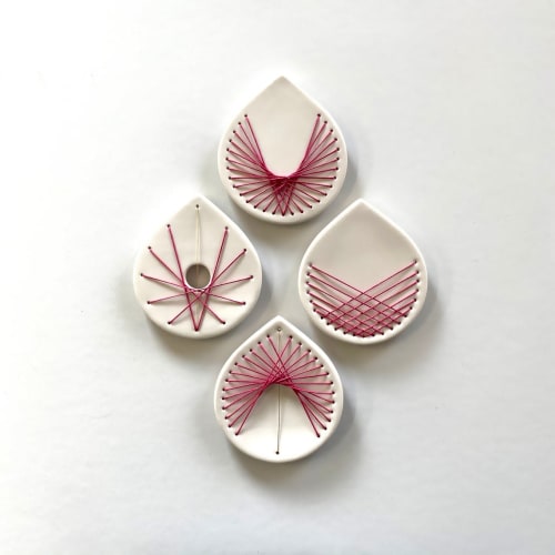 Lotus - Set Of 4 | Wall Sculpture in Wall Hangings by Elizabeth Prince Ceramics
