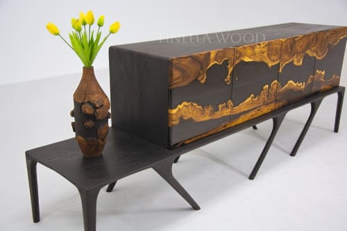 Handmade Olive Epoxy Sideboard, Epoxy Console, Credenza | Storage by Tinella Wood
