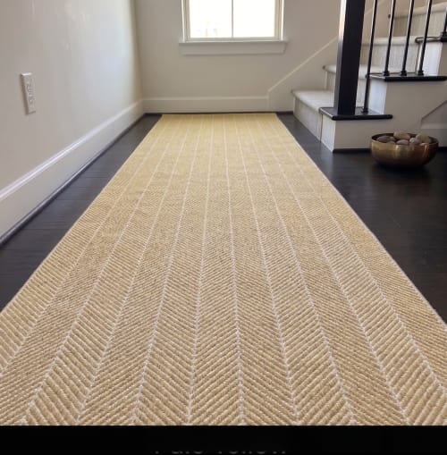 Handwoven Woolen Yellow Runner Rug | Rugs by Evergreen Carpets
