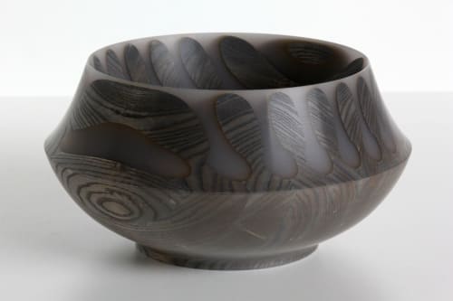 Long Shadow Series #15 (ash grey deep with gold and grey) | Decorative Bowl in Decorative Objects by Long Grain Furniture