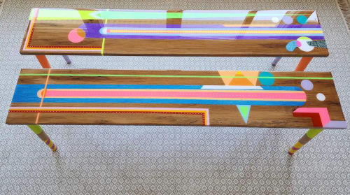 Colorful Long Narrow Resin Console Tables | Tables by Epoxy Coffee Table Shop