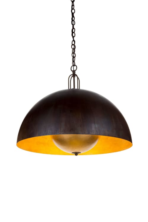 Painted Iron Lighting Pendant By Brass Brothers Co Seen