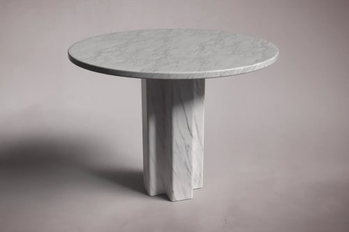 Arti Italian Carrara Marble Round Dining Table | Tables by HamamDecor LLC