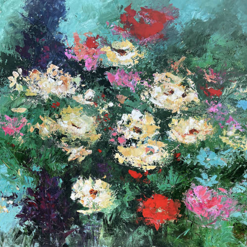 Wildflower Garden - Abstract Floral Painting on Canvas | Oil And Acrylic Painting in Paintings by Filomena Booth Fine Art