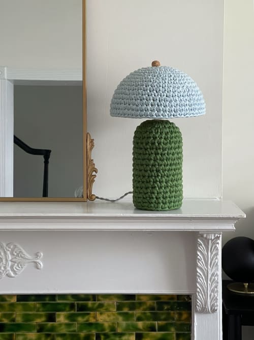 The Knitty Table Lamp in Grass Green and Robin's Egg Blue | Lamps by Meg Morrison | By Jacqui Photography in Richmond