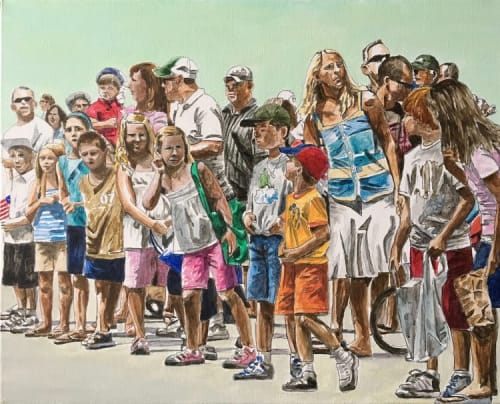Parade Crowd, 2016, acrylic on canvas, 16 x 20 inches | Paintings by Arran Harvey | San Francisco in San Francisco