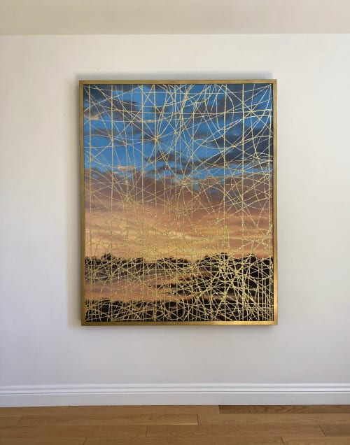 "Gilded Cage" contemporary oil painting  with glitter | Paintings by Tania D