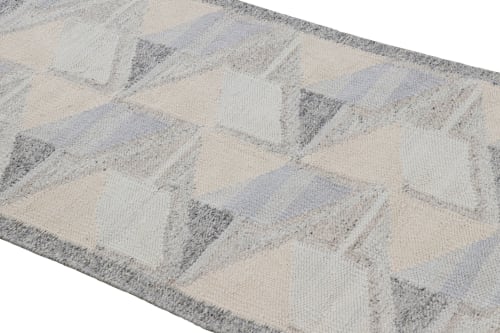 Rug & Kilim’s Scandinavian Runner Rug in Blue, Gray & Cream | Area Rug in Rugs by Rug and Kilim