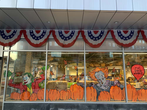 Halloween Window Painting | Paintings by Priscilla Perez | NYC Fresh Market in Brooklyn