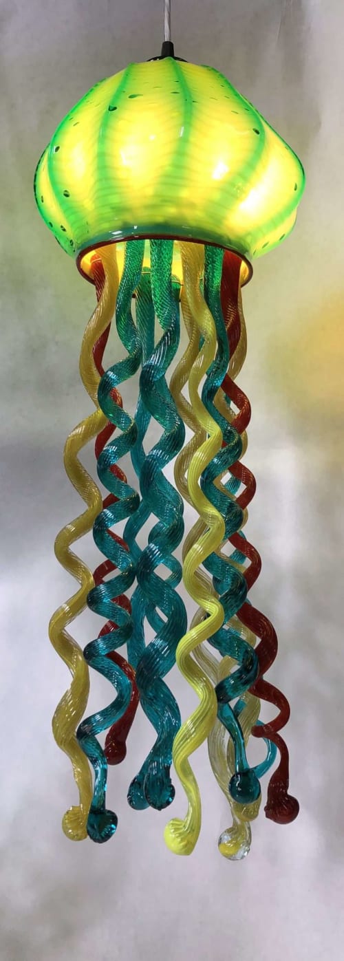 Large Jelly Fish Pendant Lamp | Pendants by Rick Strini. STRINI ART GLASS