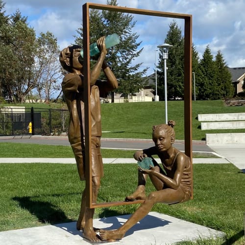 Macro/Micro Discoveries by Clay Enoch, NSG | Public Sculptures by JK Designs and the National Sculptors' Guild | Surprise Lake Middle School in Milton