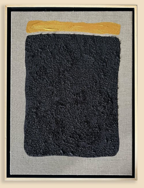 Gold and Carbon Painting on Spanish Linen Minimalist | Oil And Acrylic Painting in Paintings by RGB Fine Art