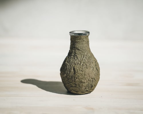 Mini Bud Vase in Earthen Brown Concrete | Vases & Vessels by Carolyn Powers Designs