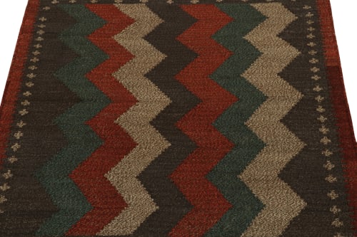 1980s Vintage Sofreh Kilim rug in Beige-Brown Red and Blue | Rugs by Rug and Kilim