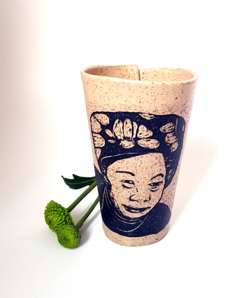 Hand Carved Portrait Coffee Mug | Cups by ShellyClayspot