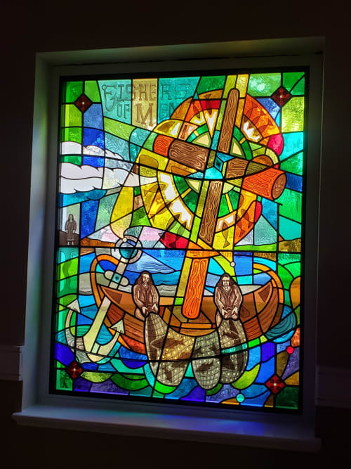 Fishers of men sanctuary window | Interior Design by Warren Simmons | Southminster Presbyterian Church and Southminster School in Missouri City