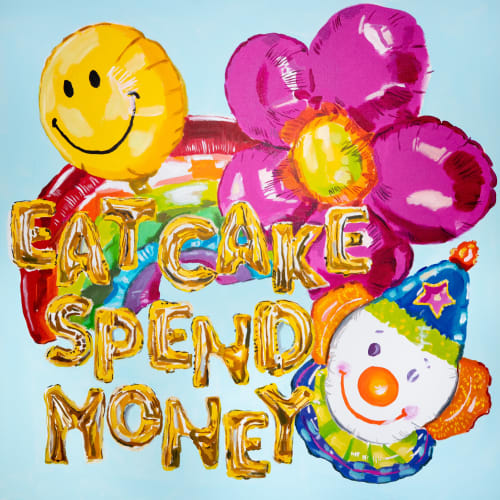 36 x 36 "Eat Cake Spend Money" | Paintings by Ashley Longshore