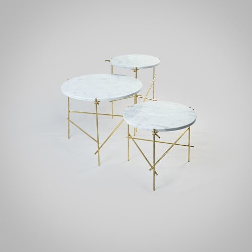 The Stilts - Travertine - Gold leaf coffee table | Tables by DFdesignLab - Nicola Di Froscia