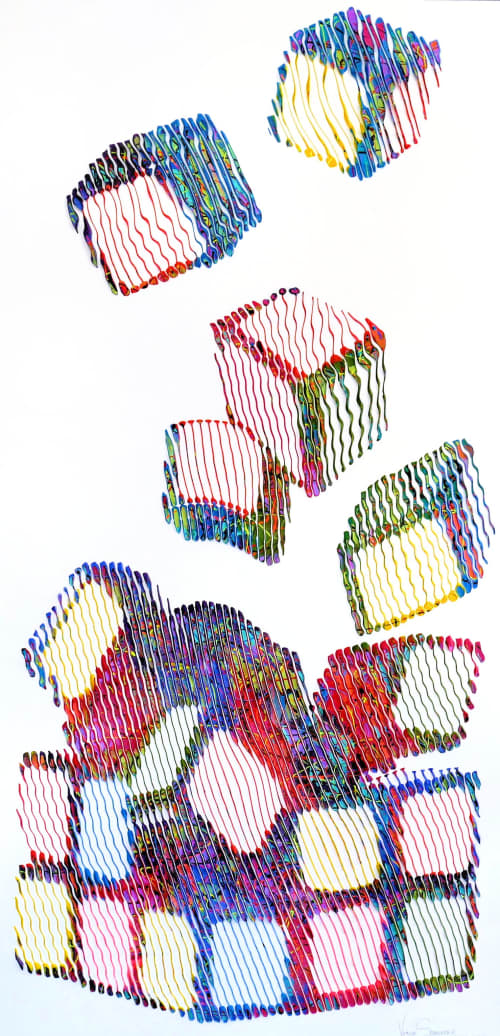 when I play rubix cube, it's the madness of the cubes in my | Paintings by Virginie SCHROEDER