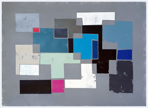 Grey and blue composition | Paintings by Luis Medina