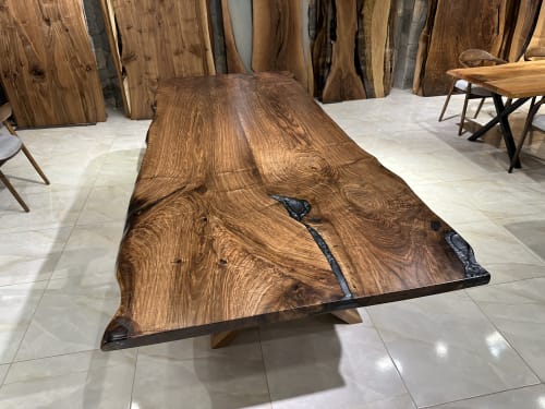 Special Ultra Black and White Epoxy Table - In Stock | Dining Table in Tables by Gül Natural Furniture