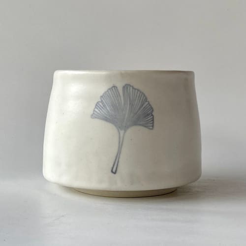 Handmade Gingko Leaf Tea Cup, Porcelain Cup with Leaf Motif | Drinkware by cursive m ceramics