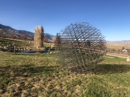 Atom Rebar Sphere | Public Sculptures by Philip Vaughan | Buffalo Creek Art Center in Gardnerville