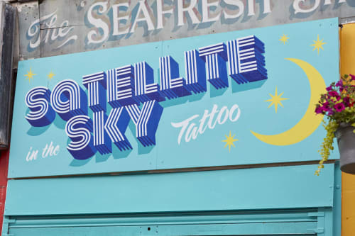 Satellite in the Sky Tattoo Signwriting | Signage by Rachel E Millar