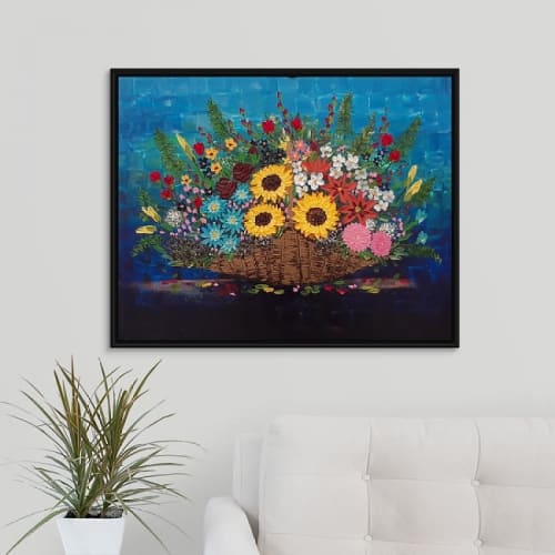 Abundance Spring Flowers Impasto Painting | Paintings by Lexaartworld