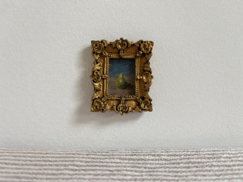 Miniature Framed Still Life Pear Painting | Oil And Acrylic Painting in Paintings by Melissa Mary Jenkins Art