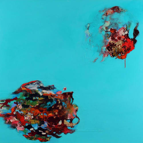 Turquoise Abstract Painting | Paintings by Elyse Martin Large Abstract Paintings