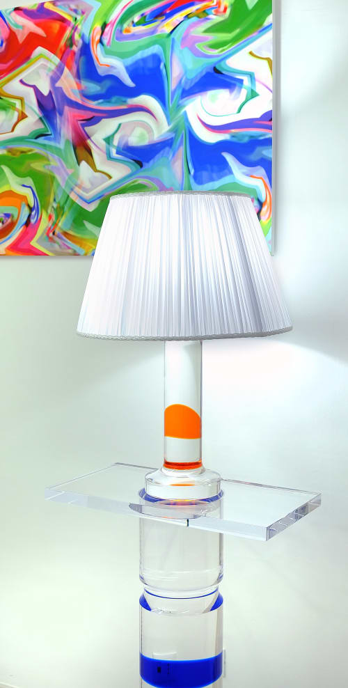 Clear Acrylic Lamp with orange insert | Interior Design by Poliedrica srl