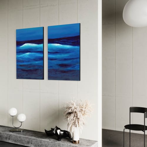 Out to Sea 1, & 2 Diptych | Oil And Acrylic Painting in Paintings by MELISSA RENEE fieryfordeepblue  Art & Design