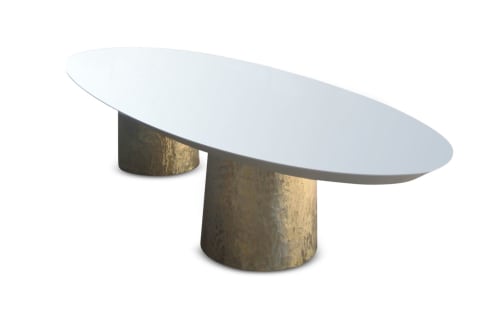 Benone Twin-Pedestal Oval Dining Table, by Costantini Design | Tables by Costantini Design