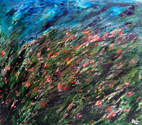 Flowers in the wind | Oil And Acrylic Painting in Paintings by Elena Parau