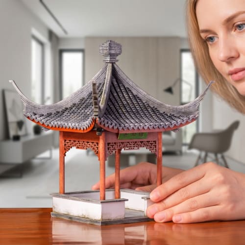 1:25 Lvyi Pavilion Wooden Miniature Suzhou Garden Replica | Sculptures by Dynasty Artisan