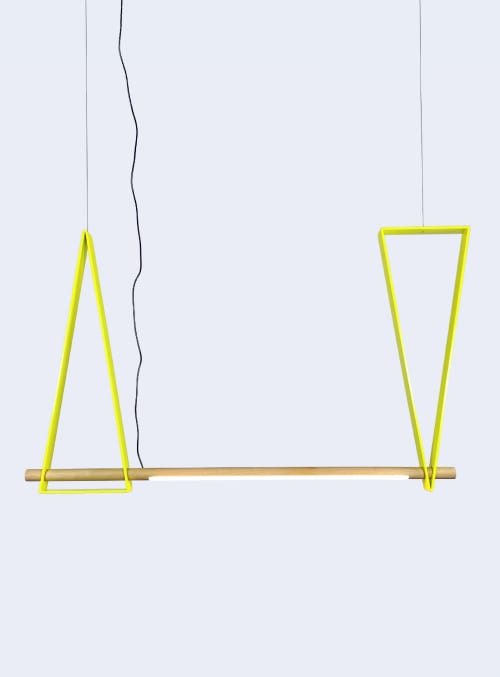 Dovell Hanging Lamp | Yellow with Maple | Pendants by Atelier Stōbben