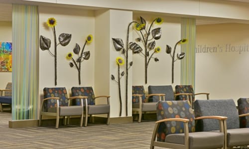 Sunflower Wall | Public Sculptures by Chris Nordin Studios | U Of M 23 Hour Hospital in Brighton