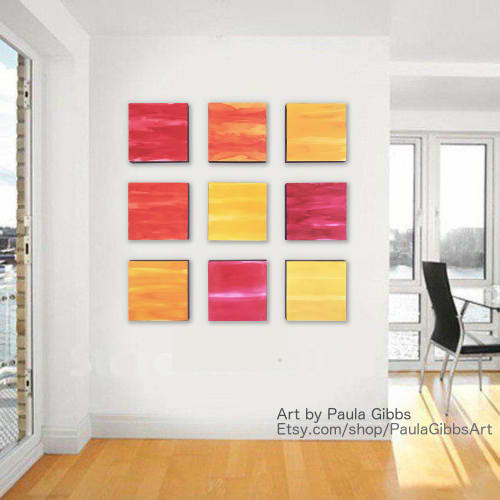 Wall of Color, Red, Yellow, Orange, by Paula Gibbs | Paintings by Paula Gibbs