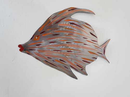 "Ruby" Swimming fish. Sheet metal and acrylic paint. | Sculptures by Don Kenworthy