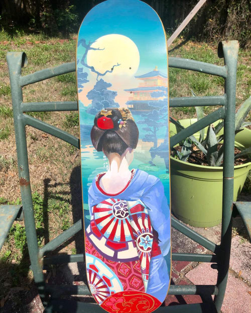 Geisha Skateboard Deck | Murals by Maureen Hudas